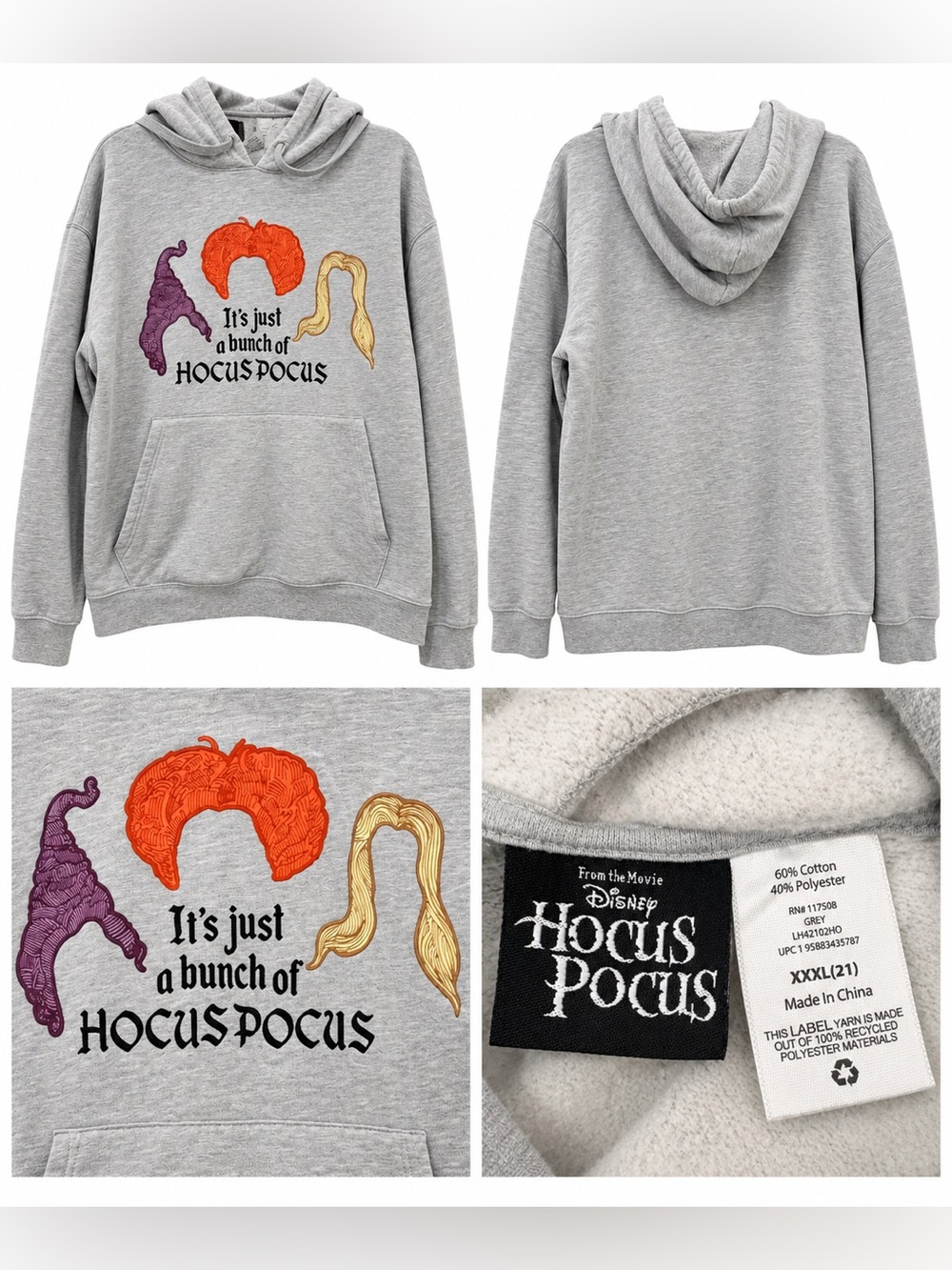 Disney Hocus Pocus “It’s Just a Bunch of Hocus Pocus” Hoodie Gray XXXL